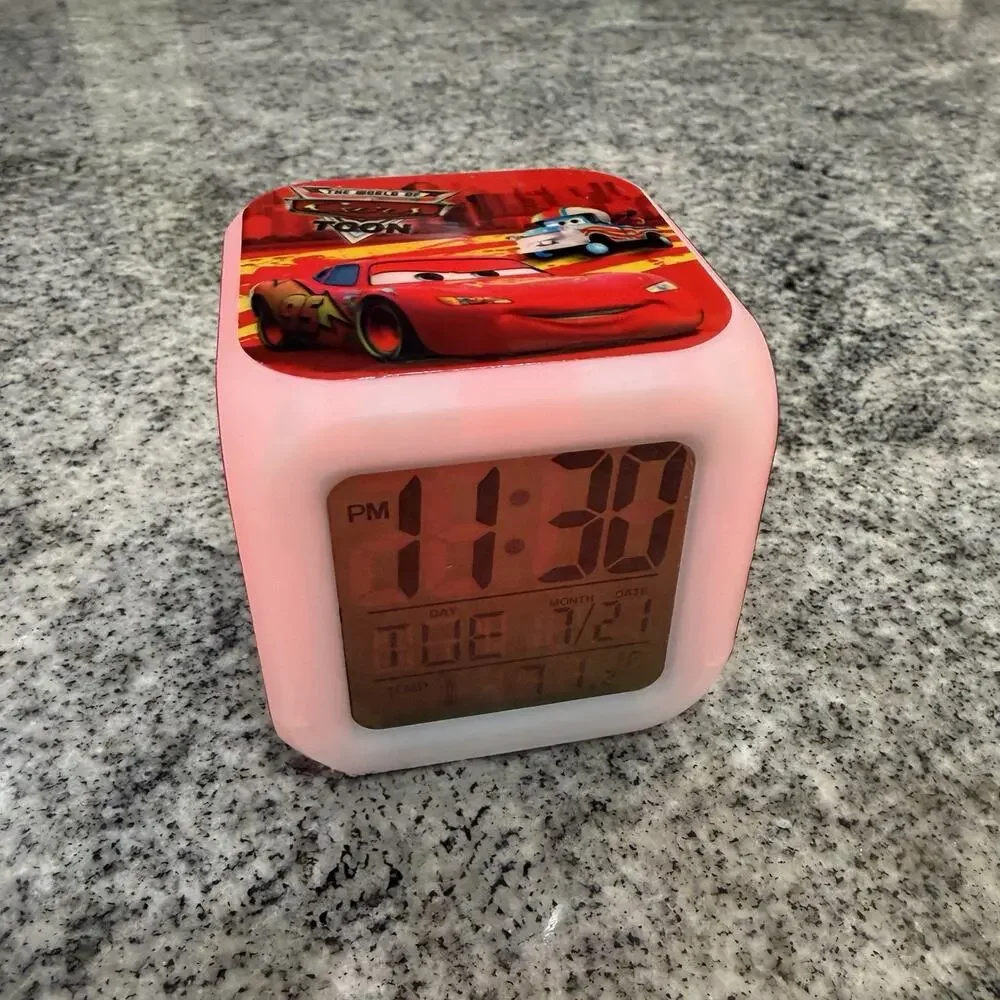 CARS Cube Shaped LED Night Light Glowing Color Changing Alarm Clock